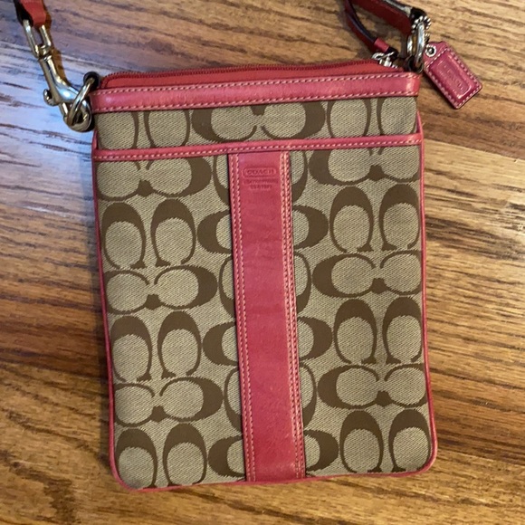 COACH Crossbody Pink Stripe adjustable Purse Bag - Picture 11 of 13